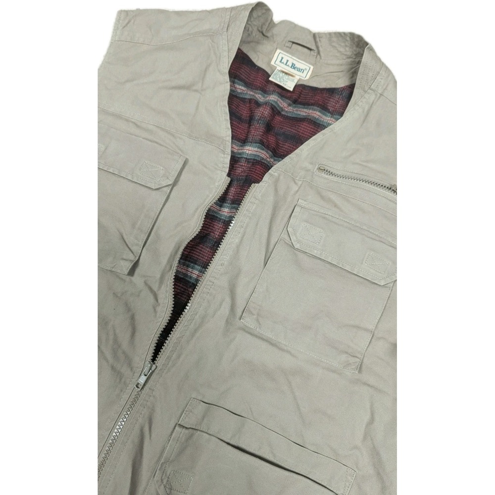 Vintage LL Bean Flannel Lined Hunting Fishing Vest Men's Large